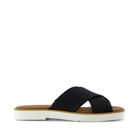 Mae Crossover Slide Sandal Black Heavy Canvas - Side View
