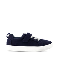 Cruz Lace-Up Kids Sneaker Navy Heritage Canvas - Side View