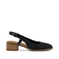 Jaclyn Slingback Heel Black Nubuck Leather - Side View