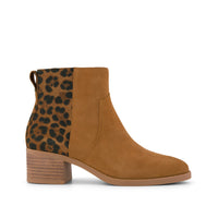 Delilah Heeled Boot Water Repellent Brown Sugar Leopard Suede - Side View